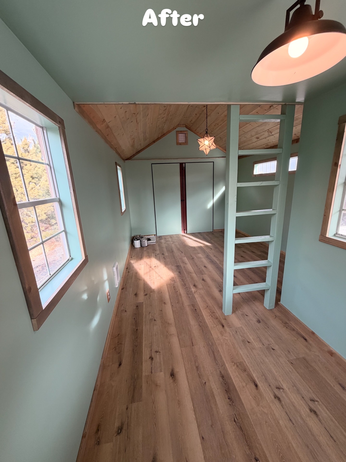 Finished shed interior from the doorway
